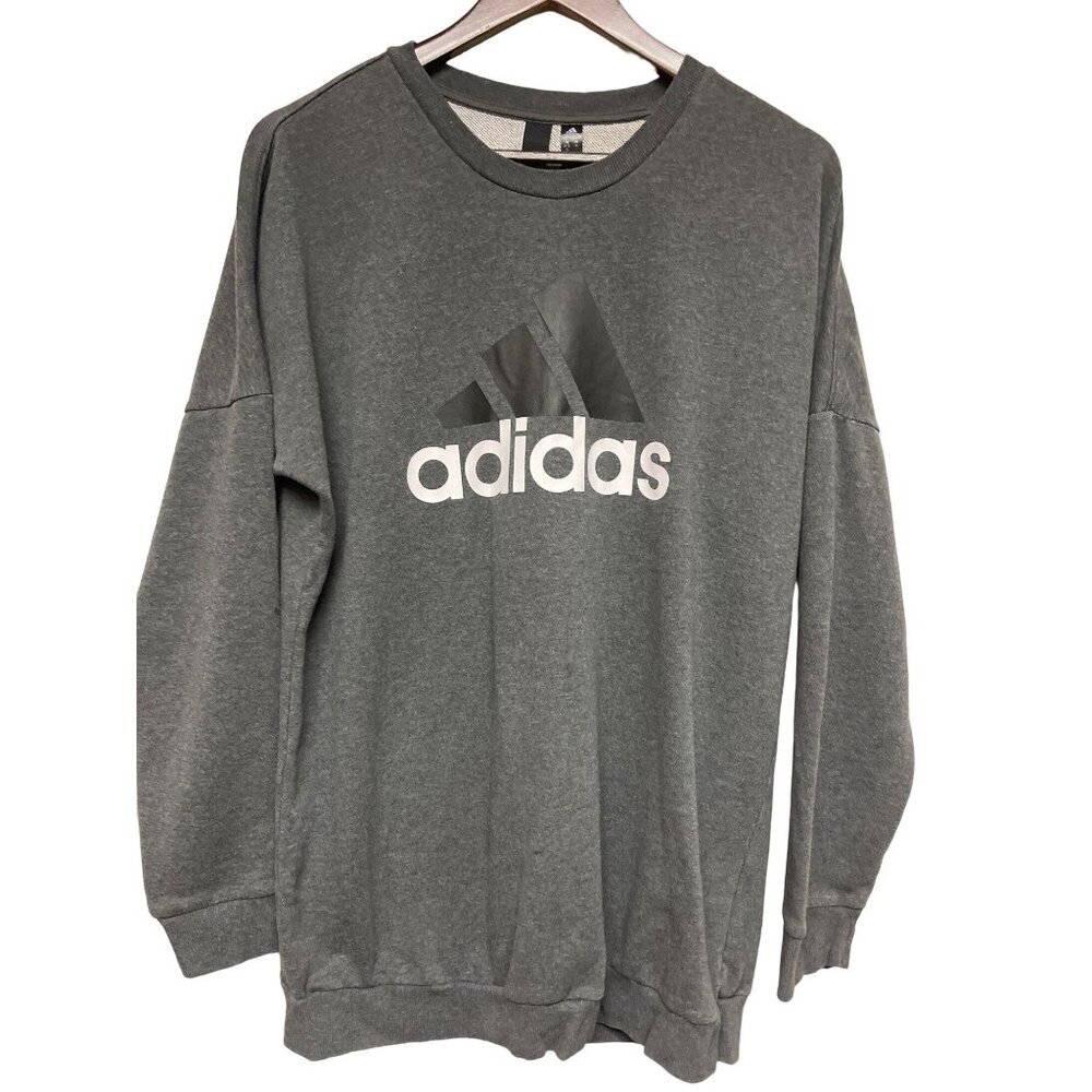 Adidas Women's Sweatshirt Grey Logo Long Sleeve Crew Neck Size Medium